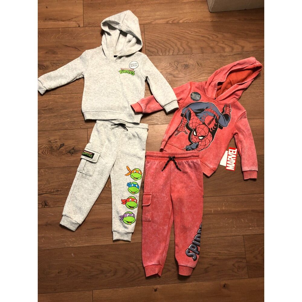 TMNT and Spiderman Toddler 2T Sweatsuit Bundle